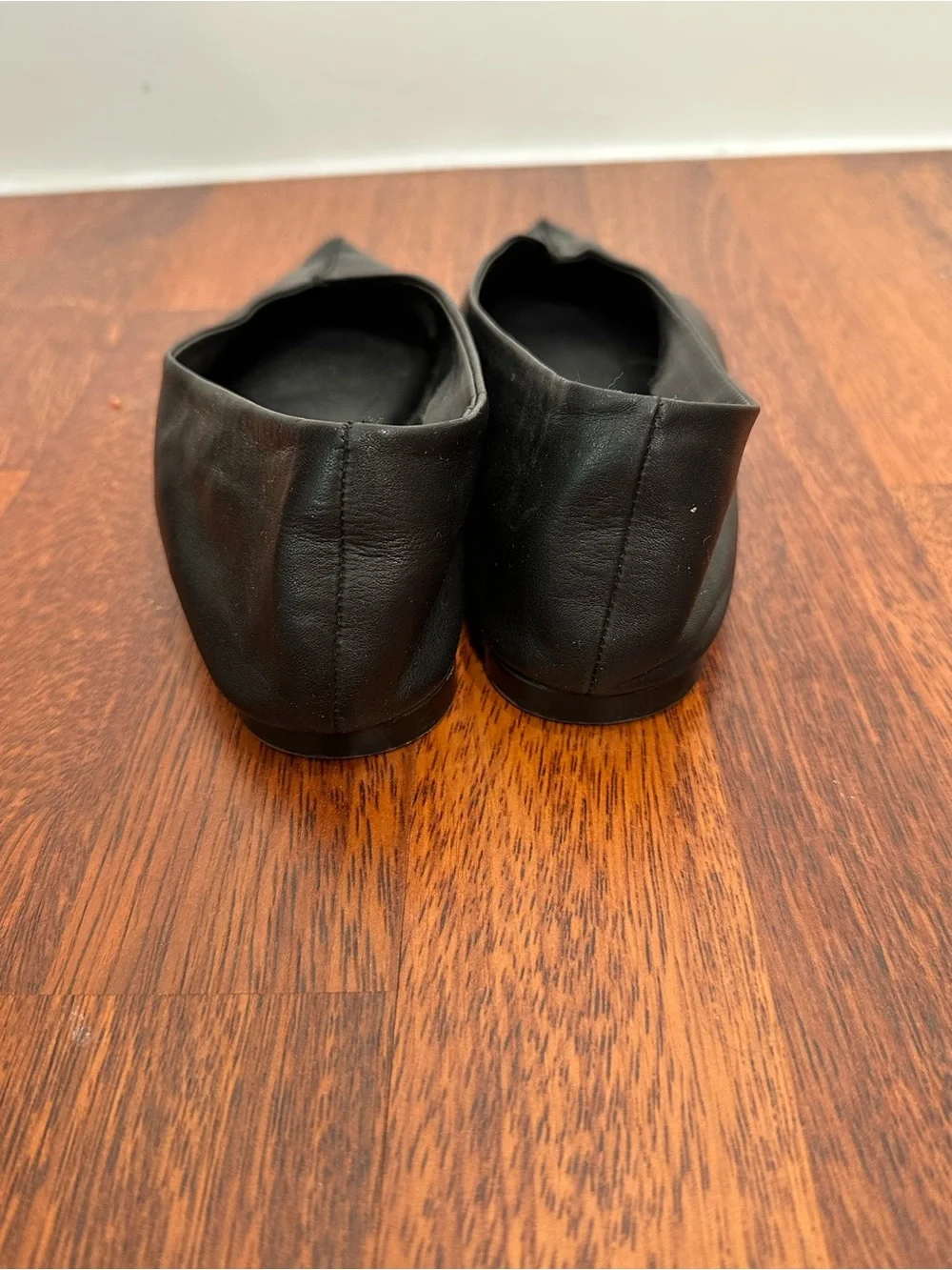 ZARA Black Pointed Leather Slip-On for Ballet Flats. Balletcore. Minimalist. 7.5